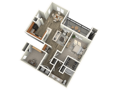 Floor plan for 1 bed, 1 bath, 1041 sqft